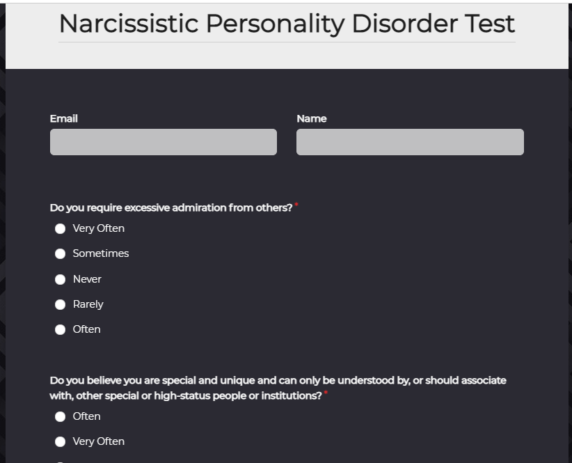 Test narcissistic personality disorder Does My